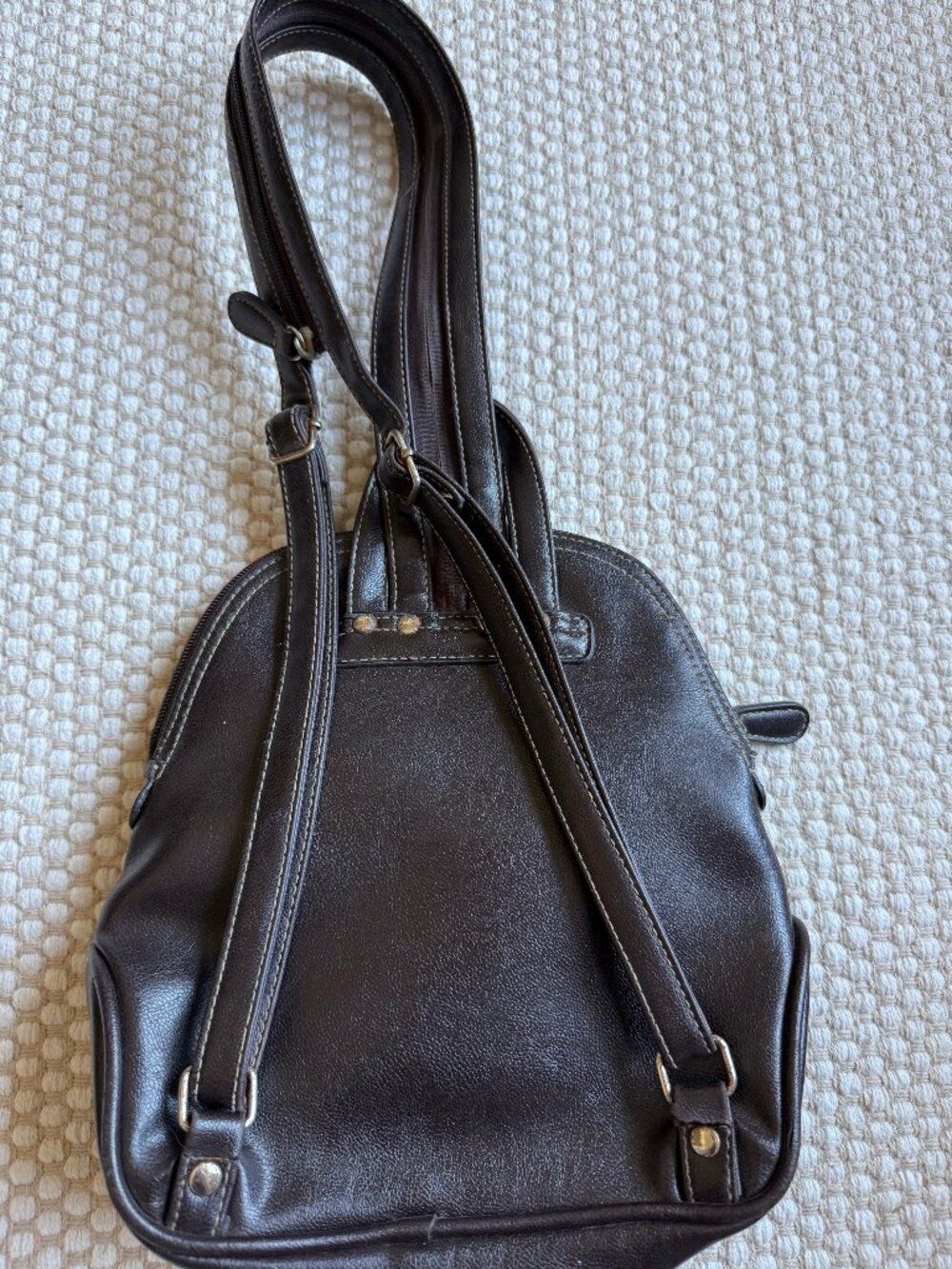 Brown Faux Leather Mini Backpack - Picture 8 of 13